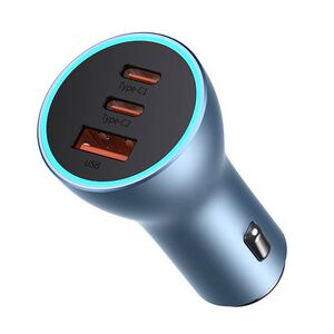 Baseus Golden Contactor Pro car charger, 2x USB-C, 1x USB, 65W (blue) 6932172612825