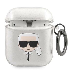 Karl Lagerfeld KLA2UKHGS AirPods cover srebrny/silver Glitter Karl`s Head 3666339030285