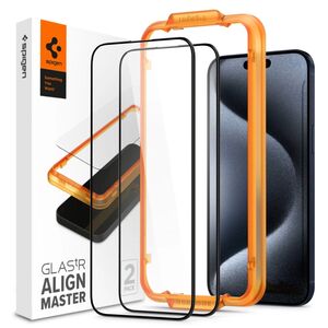 TEMPERED Spigen ALM GLASS FC 2-PACK IPHONE 15 PRO BLACK 8809896752176