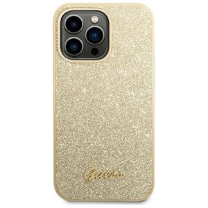 Guess case for iPhone 14 Pro 6,1&quot; GUHCP14LHGGSHD gold PC/TPU Glitter Flakes case Script Metal Logo 3666339065102