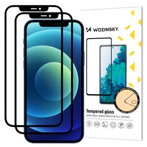 Wozinsky 2x Tempered Glass Full Glue Super Tough Screen Protector Full Coveraged with Frame Case Friendly for iPhone 12 Pro / iPhone 12 black 9111201915831