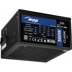 Akyga Zasilacz ATX 500W Akyga AK-C1-500 P4+4 2x PCI-E 6+2 pin 4x SATA 2x Molex APFC FAN 12cm