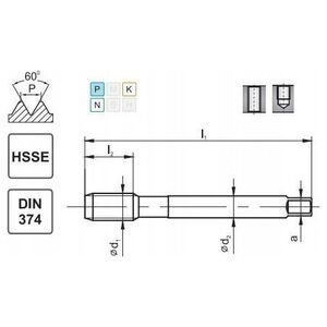 Fanar GWINTOWNIK M20x1,5 DIN-374C (6H) HSSE 800