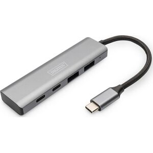 HUB USB Digitus DIGITUS USB-C-Hub  4-Port 2.1->2xA3.12xC2.1 int.Kabel silber