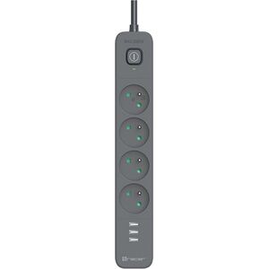 Listwa zasilająca Tracer Tracer Power Line+ 1,5 m 4 gniazd + USB-A grafitowy