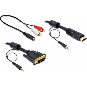 Kabel Delock HDMI - DVI-D + Jack 3.5mm 2m czarny (84455)