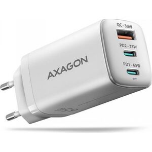 Ładowarka Axagon ACU-DPQ65W Ładowarka sieciowa GaN 65W, 3x port (USB-A + dual USB-C) PD3.0/QC4+/PPS/Apple, biała