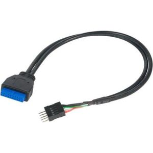 Akasa USB 19 pin - USB 9 pin, 0.3m, Czarny (AK-CBUB36-30BK)