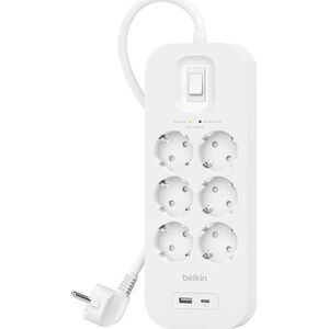 Listwa zasilająca Belkin Listwa przeciwprzepięciowa SurgePlus 6x Schuko 1xUSB-A 1xUSB-C 650J 2m