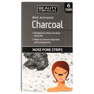 Beauty Formulas Charcoal Płatki oczyszczające na nos z aktywnym węglem 6szt.