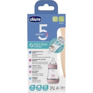 Chicco Perfect5 butelka antykolkowa ze smoczkiem silikonowym 0m+ Girl 150 ml