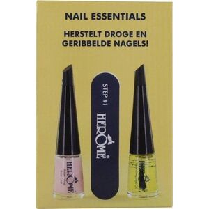 Herome Nail Essentials zestaw olejek do paznokci 4ml + polerka + baza do paznokci 4ml