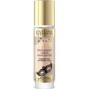 XXXX__Eveline Cosmetics (Eveline) Eveline Variete Liquid Highlighter płynny rozświetlacz do twarzy i ciała 01 Champagne Gold 30ml