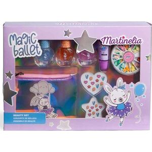 Martinelia Magic Ballet zestaw lakier do paznokci 3szt + błyszczyk do ust 1szt + naklejki do paznokci + kosmetyczka