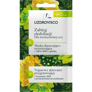 Uzdrovisco Zabieg Eksfoliacji dla nieskazitelnej cery maska złuszczająco-oczyszczająca z AHA i BHA i glinką z aktywatorem 8ml