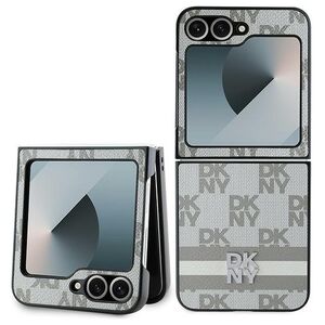 DKNY case for Samsung Galaxy Z Flip6 DK000223 beige Chequered Pattern Printed Stripes 3666339322885