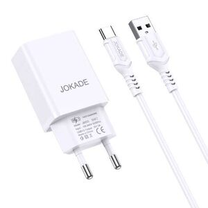 Wall Charger 5V/3A (2x USB) + Cable 1m (USB - USB-C) Jokade Liangzi Dual Port Smart Charger Set (JB024) white 6921042127101