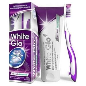 White Glo Mouthwash wybielająca pasta z płynem do płukania ust 100ml + szczoteczka do zębów