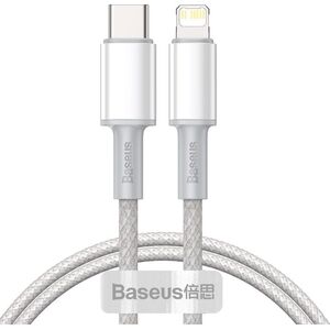 USB cable Baseus USB-C - Lightning 1 m White (6953156231924)