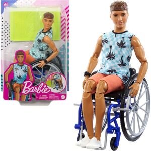 Κούκλα Barbie Mattel Ken Fashonistas Κούκλα σε αναπηρικό καροτσάκι Κορυφή με φοίνικες HJT59 12705748