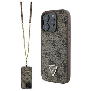 Guess case for iPhone 16 Pro Max 6,9&quot; GUHCP16XP4TDSCPW Leather Metal Logo Strass Crossbody brown 3666339328672