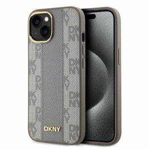 Original Case IPHONE 15 DKNY Hardcase Leather Checkered Mono Pattern MagSafe (DKHMP15SPCPVSLE) beige 3666339259976