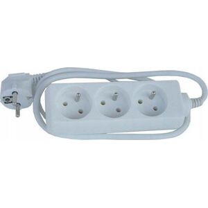 Kabel sieciowy 230V przedłużacz, CEE7 widelec-gniazdo 3x, 2m, VDE, biała (KS020PR301)