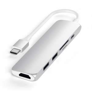 Satechi Slim Aluminum USB-C Multi-Port Adapter V2 Silver STH12 879961007881