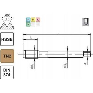 Fanar THREAD M12x1 DIN-374C R40 (6H) HSSE TIN 800X 12543442 5900920750427