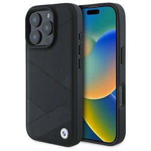 Original Case IPHONE 16 PRO MAX BMW Hardcase Signature Leather Crossing Lines Pattern (BMHCP16X23RCGPK) black 3666339323554