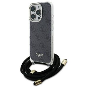 Original Case IPHONE 16 PRO Guess Hardcase Crossbody Cord 4G Print (GUHCP16LHC4SEK) black 3666339345143