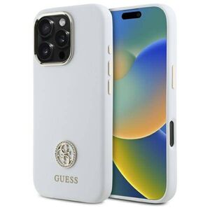 Original Case IPHONE 16 PRO MAX Guess Hardcase Silicone Logo Strass 4G (GUHCP16XM4DGPH) white 3666339328870