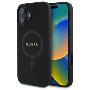 Original Case IPHONE 16 Guess Hardcase Saffiano Classic Logo MagSafe (GUHMP16SPSAHMCK) black 3666339342401