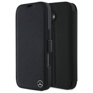 Original Case IPHONE 16 Mercedes Bookcase Leather Wood Imitation (MEBKP16S23RBGVK) black 3666339364564