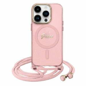 Original Case IPHONE 16 Guess Hardcase Crossbody Cord Script MagSafe (GUHMP16SHCTSGNSP) pink 3666339345884