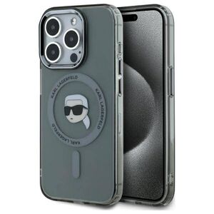 Original Case IPHONE 15 PRO MAX Karl Lagerfeld Hardcase IML Metal Karl Head MagSafe (KLHMP15XHLSKIK) black 3666339284497