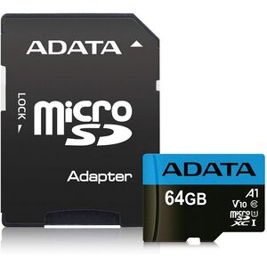 Adata Memory Card MicroSDHXC 64GB - Adata (AUSDX64GUICL10A1-RA1) - Black 4713218461933 έως 12 άτοκες Δόσεις