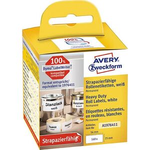 Avery Zweckform ETYKIETY ZF HEAVY DUTY NA ROLI 25X54 MM 160 ETYKIET, BIAŁE 4774325 4004182617281