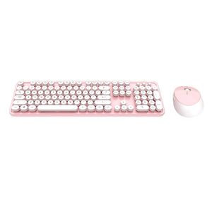 Wireless keyboard + mouse set MOFII Sweet 2.4G (White-Pink) 6950125747158