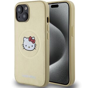 Hello Kitty case for iPhone 15 / 14 / 13 6,1&quot; gold hardcase Leather Kitty Head MagSafe 3666339189068