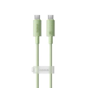 Baseus Cablu Type-C la USB-C, Super Fast Charge, 100W, 480Mbps, 1m - Baseus Habitat Series (P10360202631-00) - Natural Green 6932172643010 έως 12 άτοκες Δόσεις