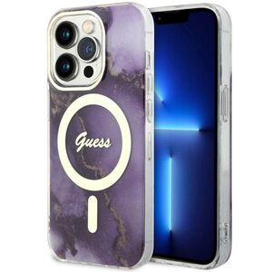 Guess case for iPhone 14 Pro 6,1&quot; GUHMP14LHTMRSU purple hard case Golden Marble MagSafe 3666339115852