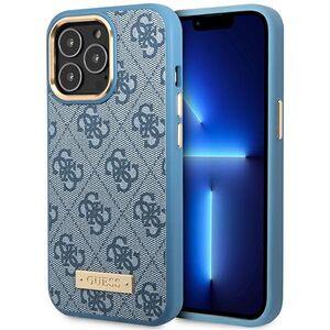 Guess case for iPhone 14 Pro 6,1&quot; GUHMP14LU4GPRB blue hard case 4G Logo Plate MagSafe 3666339070007