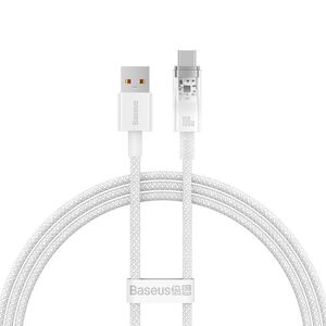 Data cable Baseus Explorer, Type-C, 100W, 1.0m, White - 40440 έως 12 άτοκες Δόσεις