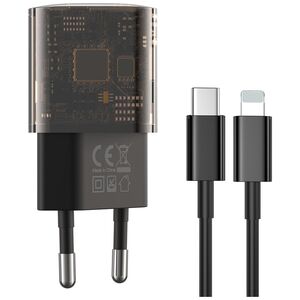 XO Clear wall charger CE05 PD 30W QC 3.0 18W 1x USB 1x USB-C brown + USB-C - Lightning cable 6920680832682