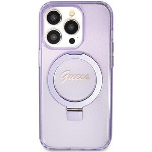 Guess Ring Stand Script Glitter MagSafe case for iPhone 11 / Xr - purple