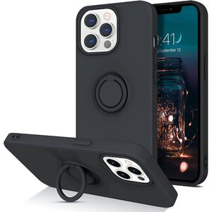 Case IPHONE 13 PRO MAX Silicone Ring Magnetic Stand black 5904161118282