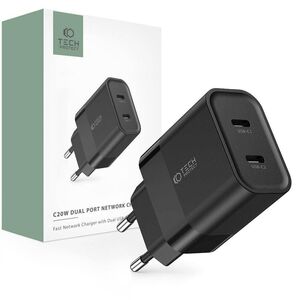 Wall Charger PD 20W 2x USB-C Tech-Protect C20W black 9319456607284