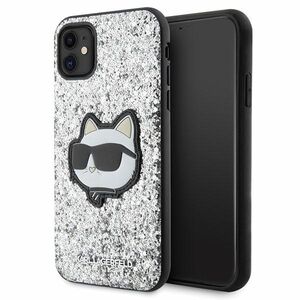 Karl Lagerfeld case for iPhone 11 / XR KLHCN61G2CPS silver hardcase Glitter Choupette Patch 3666339170035