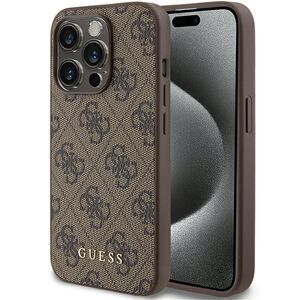 Guess case for iPhone 15 Pro 6,1&quot; GUHCP15LG4GFBR brown HC PU 4G Metal Logo 3666339171728